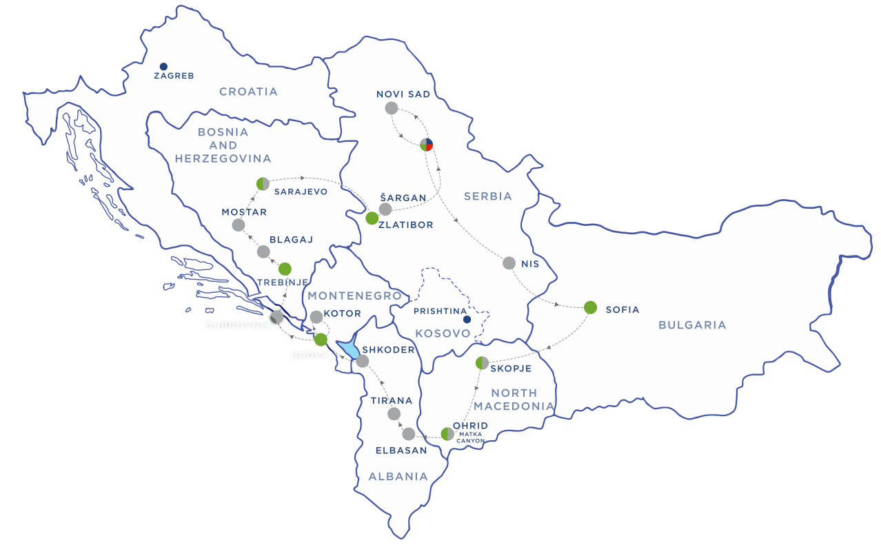 Route map for Balkan Experience — 7 Countries in 14 Days